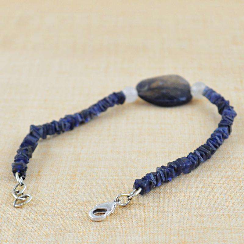 gemsmore:Blue Tanzanite Bracelet Natural Untreated Beads
