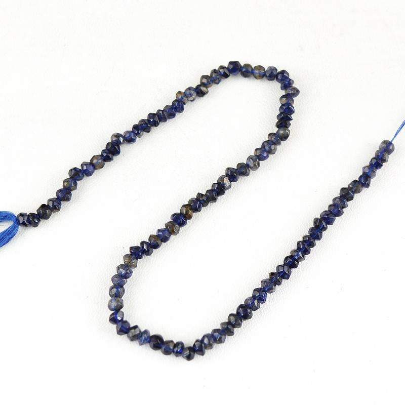 gemsmore:Blue Tanzanite Drilled Beads Strand Natural Round Shape Faceted