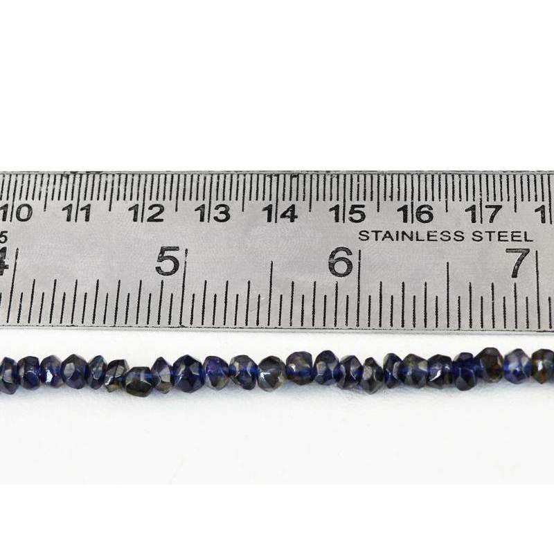 gemsmore:Blue Tanzanite Drilled Beads Strand Natural Round Shape Faceted
