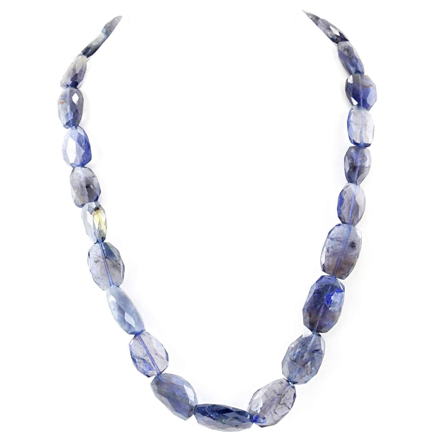 gemsmore:Blue Tanzanite Necklace Natural 20 Inches Long Faceted Beads