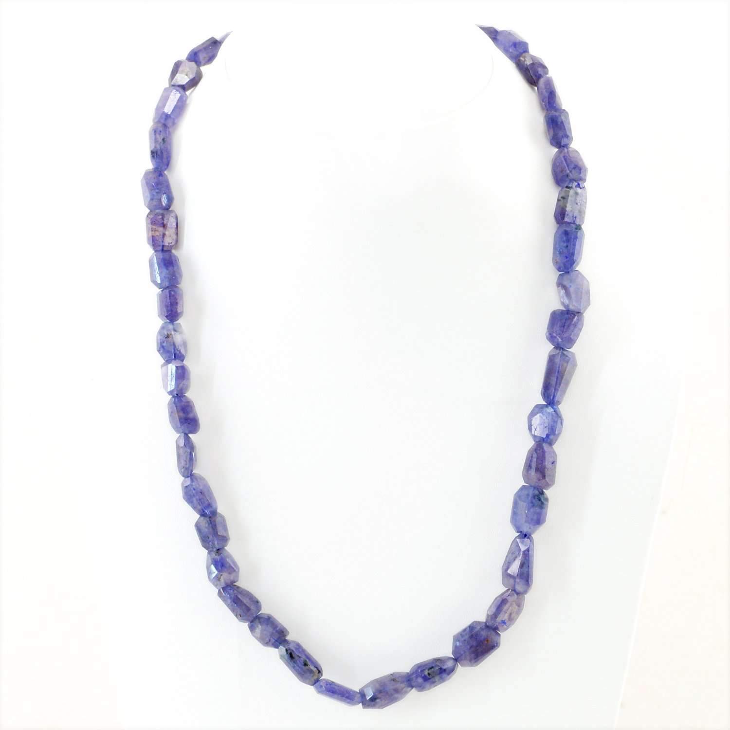 gemsmore:Blue Tanzanite Necklace Natural Faceted Beads