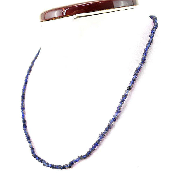 gemsmore:Blue Tanzanite Necklace Natural Round Shape Faceted Beads