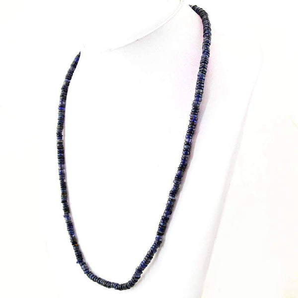 gemsmore:Blue Tanzanite Necklace Natural Round Shape Untreated Beads