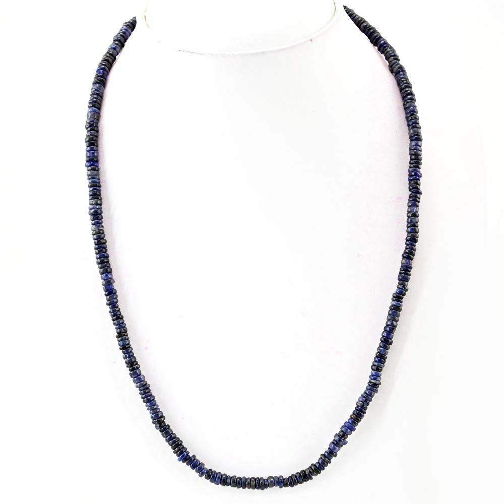 gemsmore:Blue Tanzanite Necklace Natural Round Shape Untreated Beads