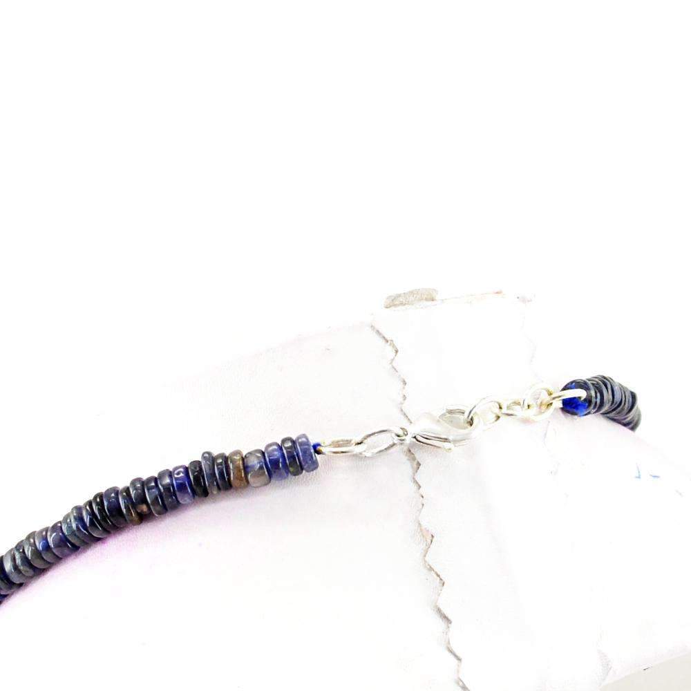 gemsmore:Blue Tanzanite Necklace Natural Round Shape Untreated Beads