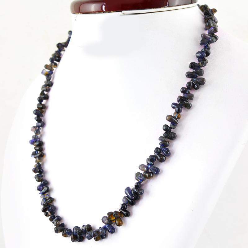 gemsmore:Blue Tanzanite Necklace Natural Tear Drop Untreated Beads