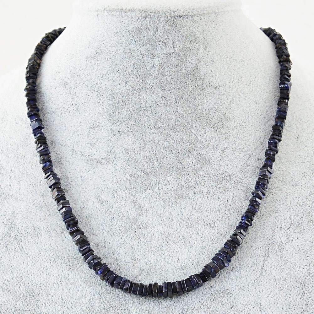gemsmore:Blue Tanzanite Necklace Natural Untreated Beads - Single Strand
