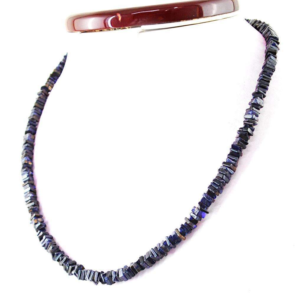gemsmore:Blue Tanzanite Necklace Natural Untreated Beads