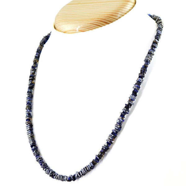 gemsmore:Blue Tanzanite Necklace Single Strand Natural Untreated Beads