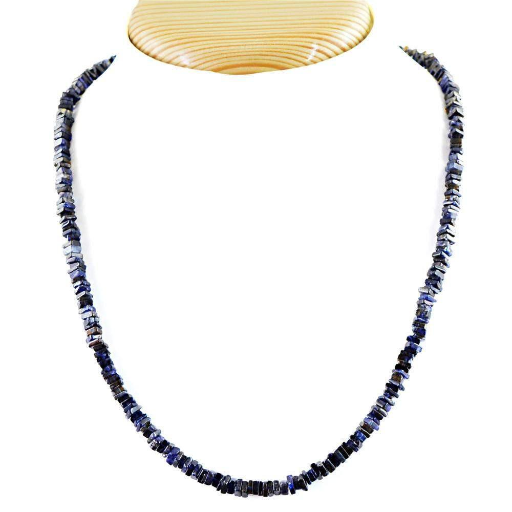 gemsmore:Blue Tanzanite Necklace Single Strand Natural Untreated Beads