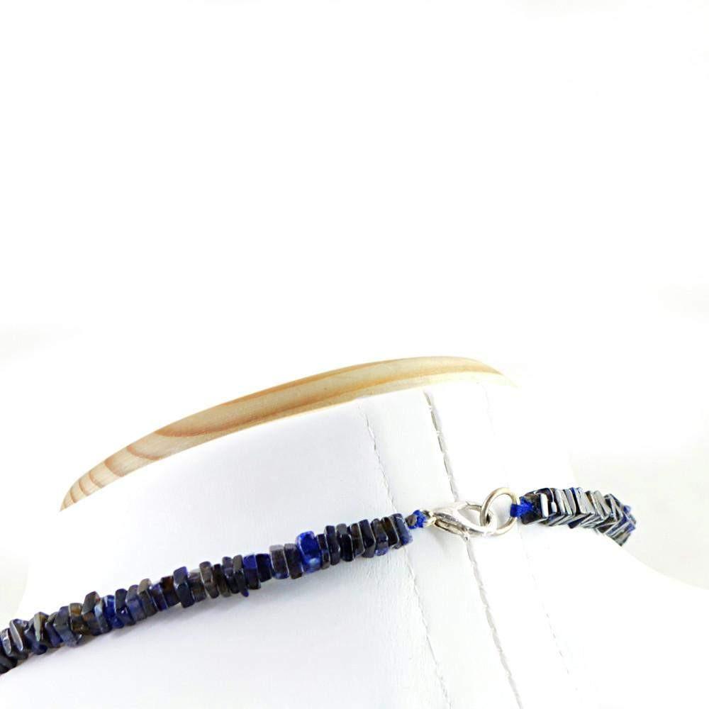 gemsmore:Blue Tanzanite Necklace Single Strand Natural Untreated Beads