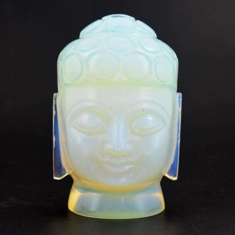 gemsmore:Buddha Lovers - Superb Carved Opalite Buddha Head - Crystal Decor