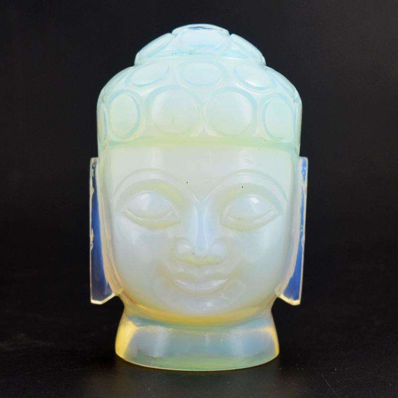 gemsmore:Buddha Lovers - Superb Carved Opalite Buddha Head - Crystal Decor