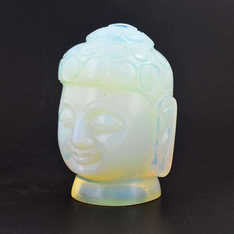 gemsmore:Buddha Lovers - Superb Carved Opalite Buddha Head - Crystal Decor