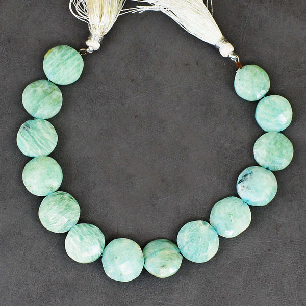 gemsmore:Carats 131 Genuine 08 Inches Amazonite Faceted  Beads Strand