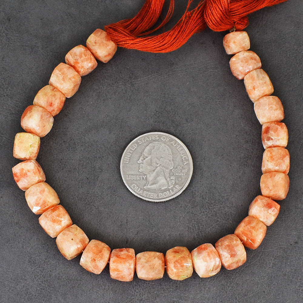 gemsmore:Carats 157 Genuine Sunstone Beads Strand Of 08"