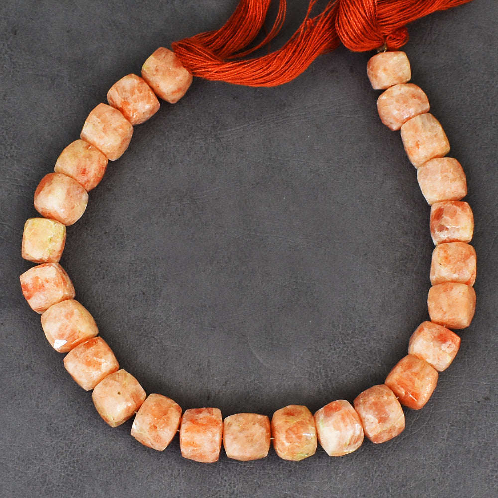 gemsmore:Carats 157 Genuine Sunstone Beads Strand Of 08"