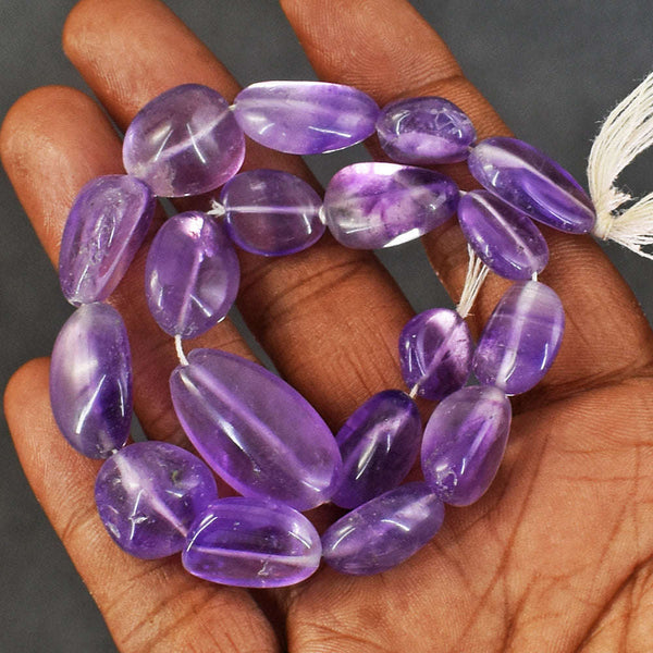 gemsmore:Carats 184 Genuine 10 Inches Amethyst Beads Strand