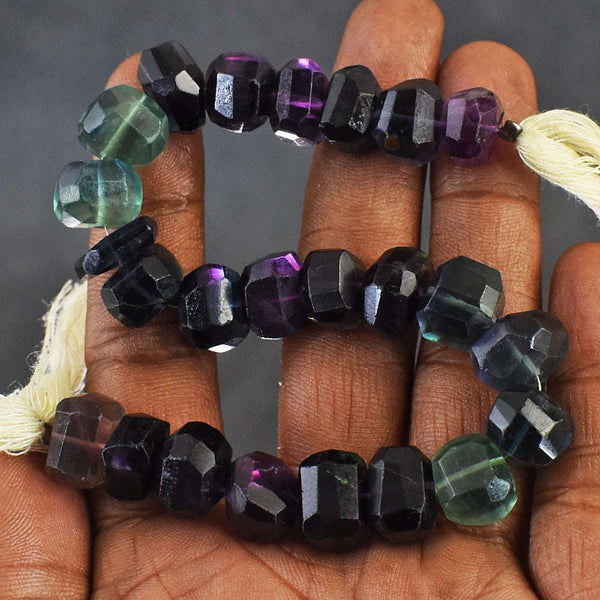 gemsmore:Carats 250 Genuine 08 Inches Multicolor Fluorite Beads Strand