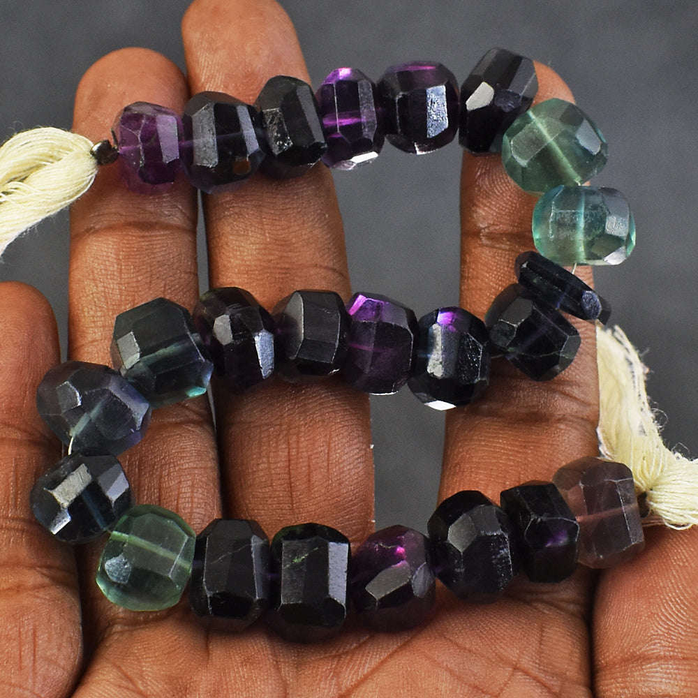 gemsmore:Carats 250 Genuine 08 Inches Multicolor Fluorite Beads Strand