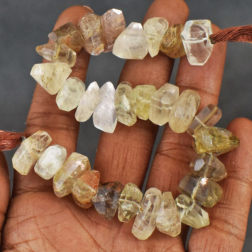 gemsmore:Carats 252 Genuine 07 Inches Rutile Quartz Beads Strand