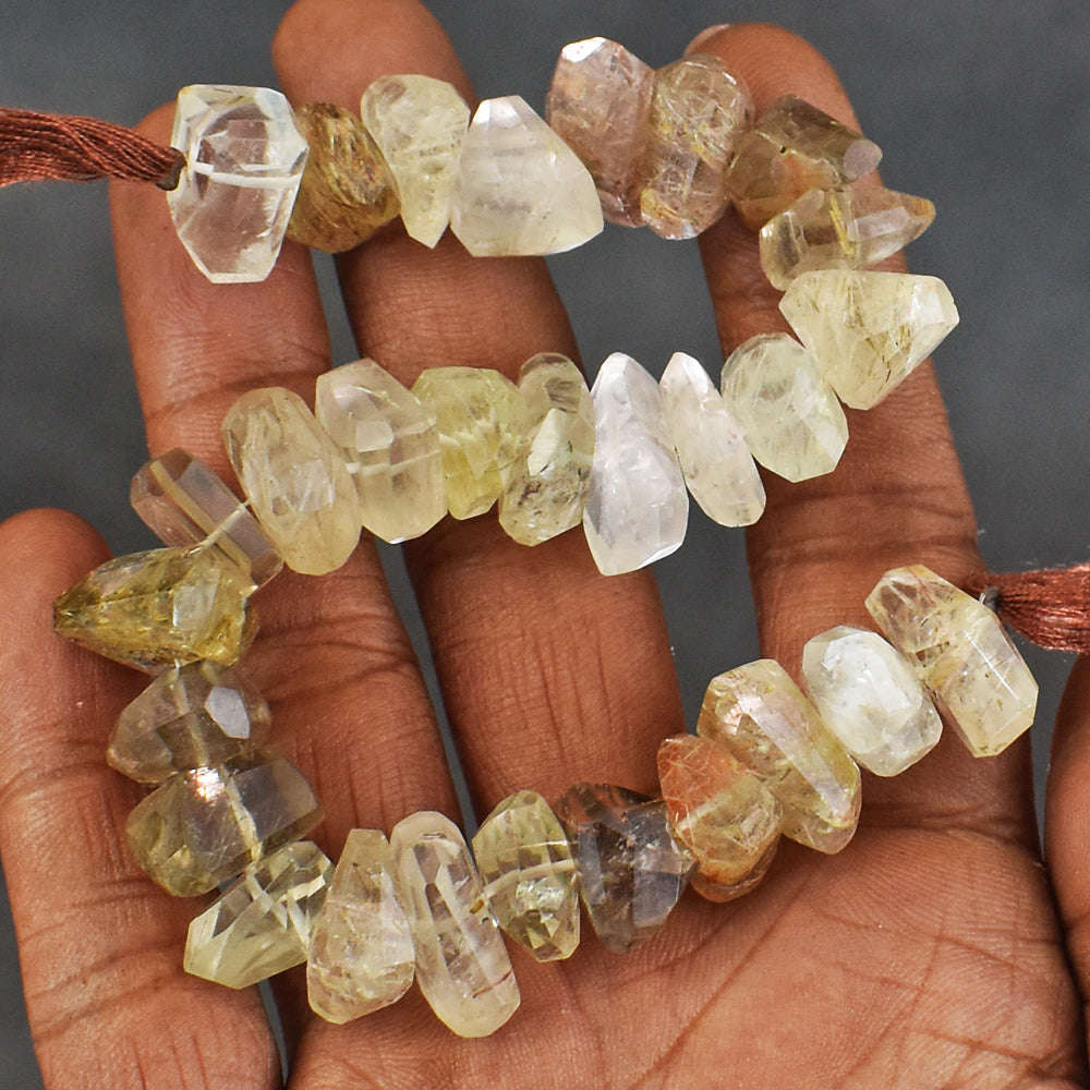 gemsmore:Carats 252 Genuine 07 Inches Rutile Quartz Beads Strand