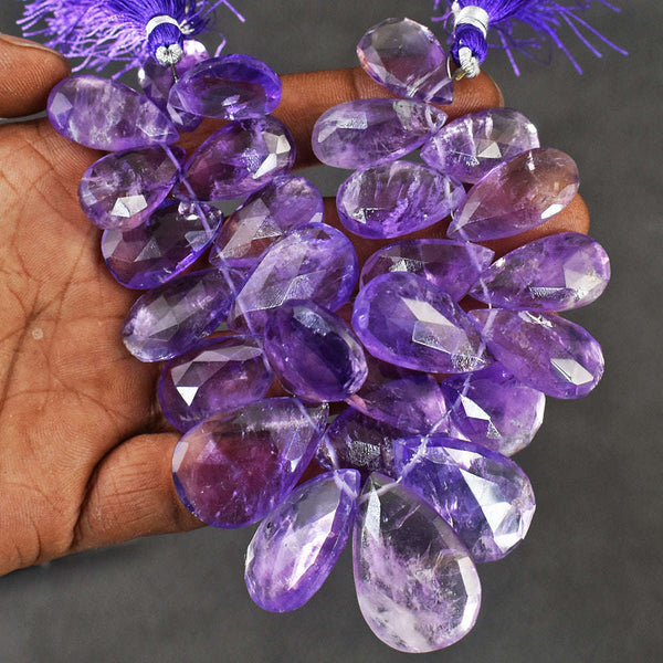 gemsmore:Carats 491 Genuine 07 Inches Amethyst Faceted Beads Strand