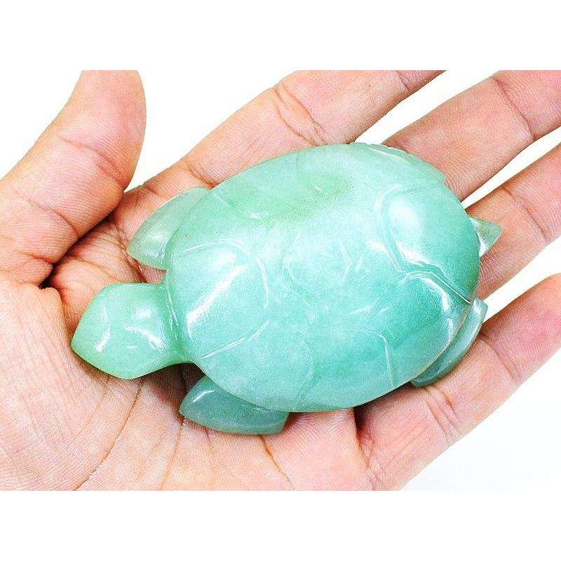 gemsmore:Carftsmen Hand Carved Green Aventurine Turtle