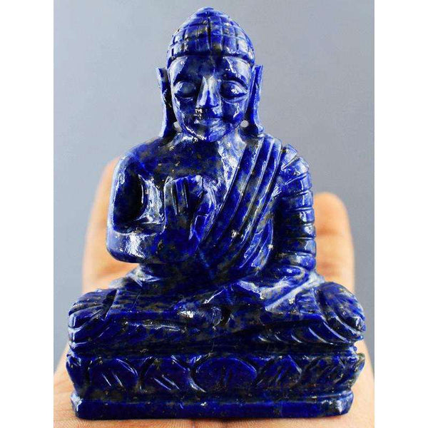 gemsmore:Carved Blue Lapis Lazuli Lord Buddha Idol