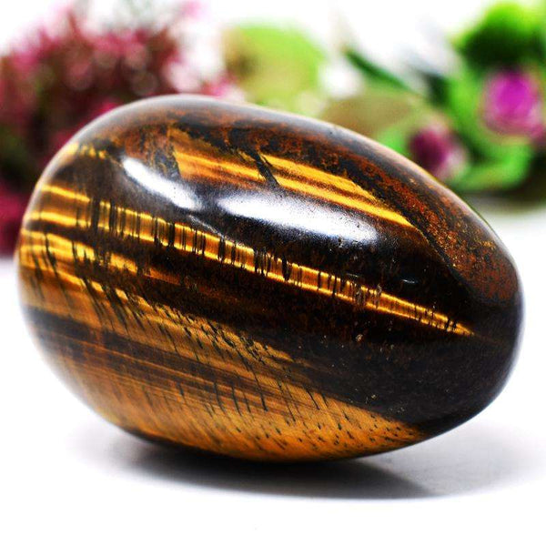 gemsmore:Carved Golden Tiger Eye Crystal Healing Egg SIR