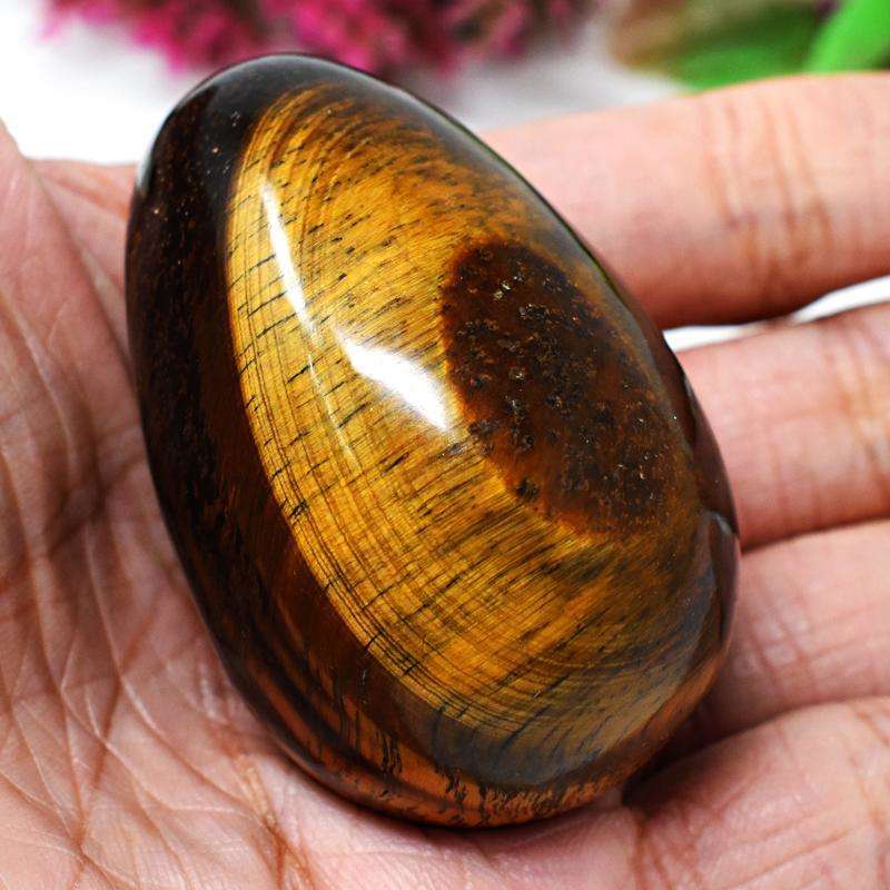 gemsmore:Carved Golden Tiger Eye Crystal Healing Egg SIR