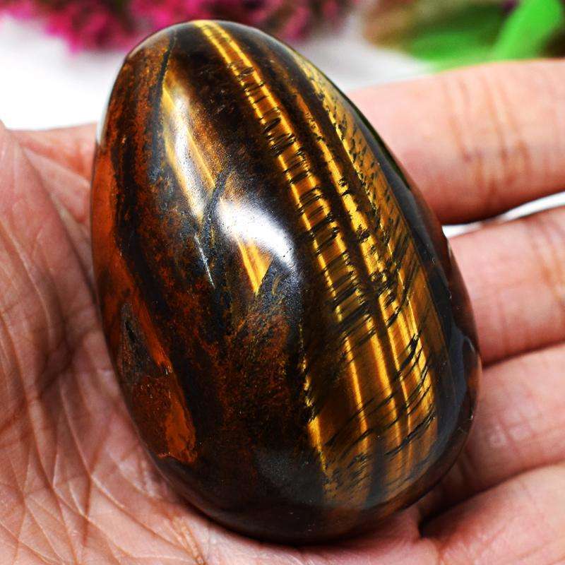 gemsmore:Carved Golden Tiger Eye Crystal Healing Egg SIR