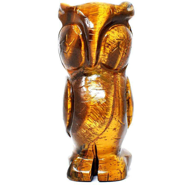 gemsmore:Carved Golden Tiger Eye Gemstone Owl