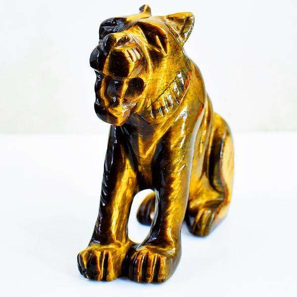 gemsmore:Carved Golden Tiger Eye Lion Gemstone