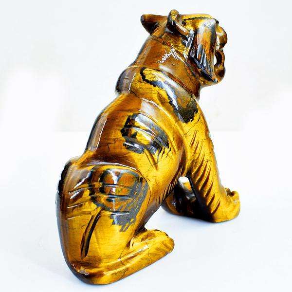 gemsmore:Carved Golden Tiger Eye Lion Gemstone