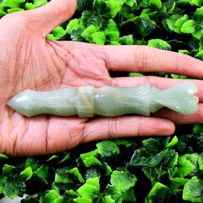 gemsmore:Carved Green Aventurine Healing Angel Point Stick