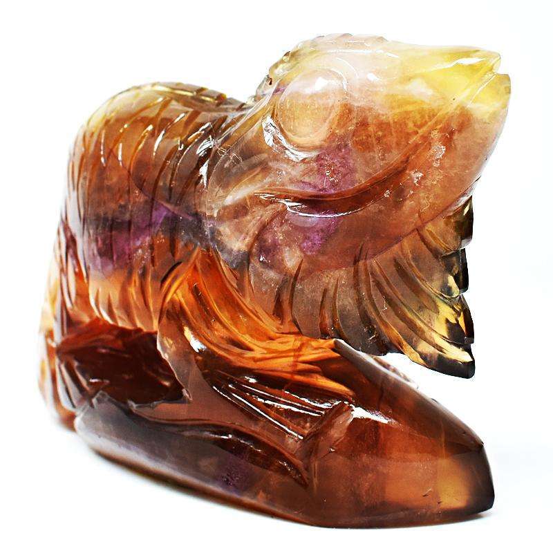 gemsmore:Carved Multicolor Fluorite Gemstone Chameleon - Genuine
