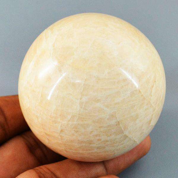 gemsmore:Carved Peach Moonstone Reiki Crystal Healing Ball