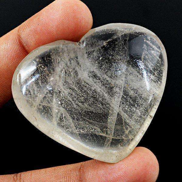 gemsmore:Carved White Quartz Heart Shape Cabochon