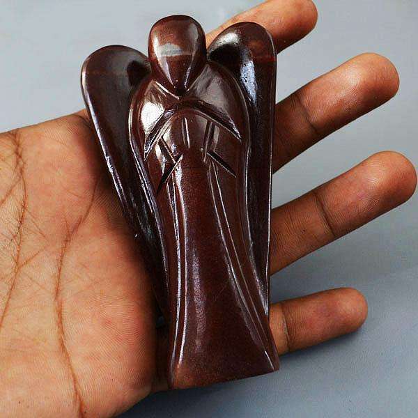 gemsmore:Coffee Jasper Hand Carved Reiki Healing Angel
