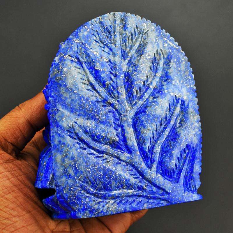 gemsmore:Collectors Piece - Genuine Lapis Lazuli Hand Carved 3d Style Ganesha