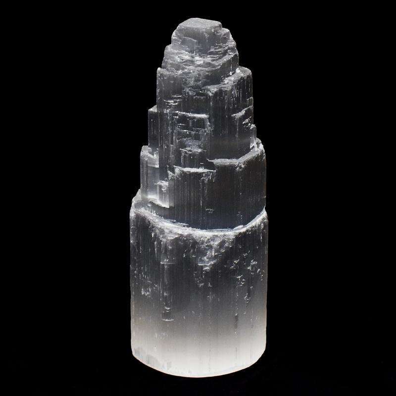 gemsmore:Color Play Selenite Carved Healing Crystal Tower
