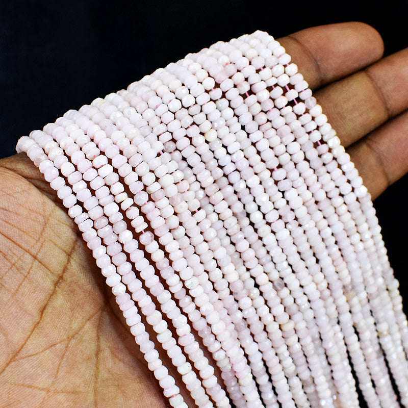 gemsmore:Copy of 1 pc 3-4mm Faceted Pink Opal  Drilled Beads Strand 13 inches