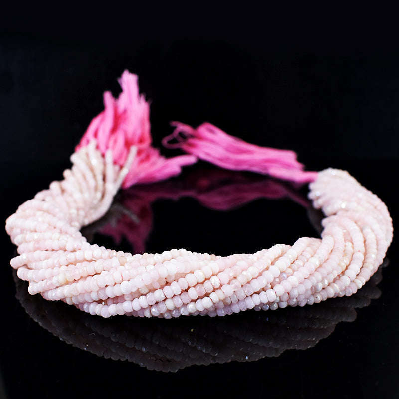 gemsmore:Copy of 1 pc 3-4mm Faceted Pink Opal  Drilled Beads Strand 13 inches