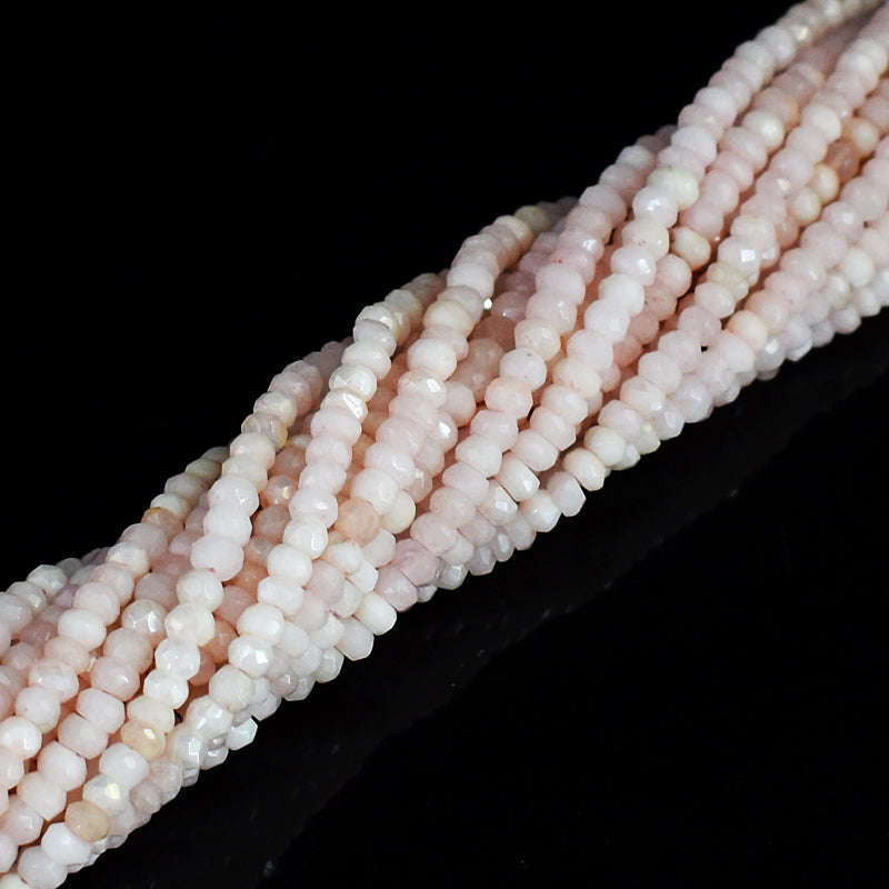 gemsmore:Copy of 1 pc 3-4mm Faceted Pink Opal  Drilled Beads Strand 13 inches