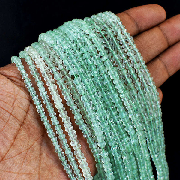 gemsmore:Copy of 1 pc 3-4mm Faceted Prasiolite Drilled Beads Strand 13 inches