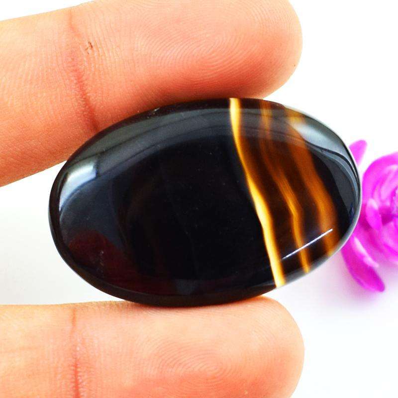 gemsmore:Copy of Natural Oval Shape Black Druzy Onyx Loos Gemstone