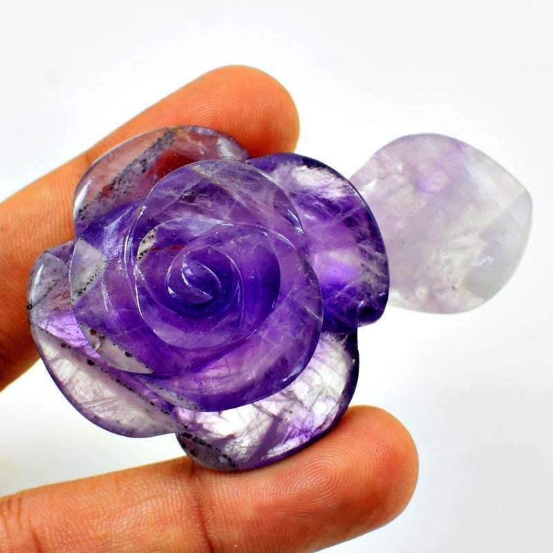 gemsmore:Craftmen Craved Amethyst Rose Gemstone