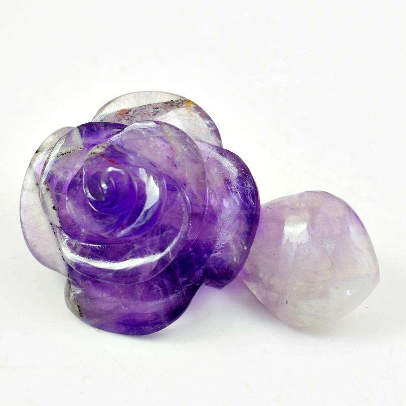 gemsmore:Craftmen Craved Amethyst Rose Gemstone