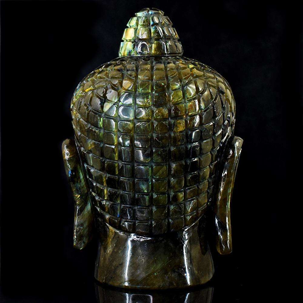 gemsmore:Craftsmen Amazing Flash Labradorite Hand Carved Buddha Head